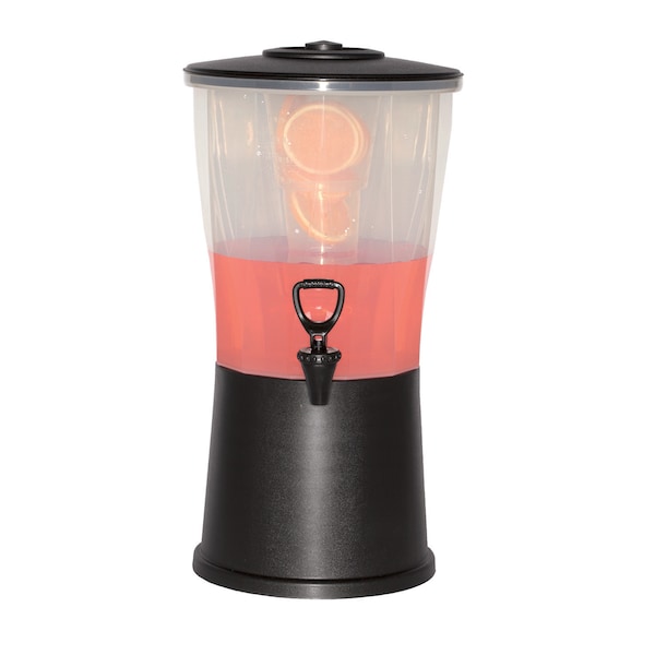 Beverage Dispenser, Round, Plastic, 3 Gallon, Black